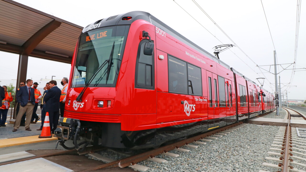 MTS trolley at Old Town Transit Center San Diego